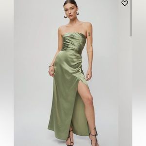 Reformation Barrow Silk Dress - Artichoke